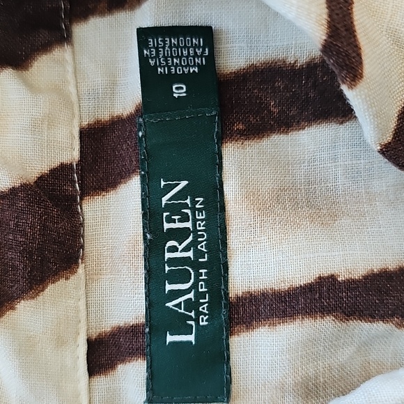 Lauren Ralph Lauren Linen Animal Print Button Front Fit And Flare Dress, Sz 10 - Picture 12 of 16